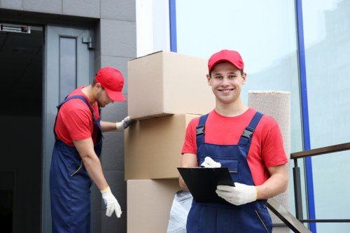 Man with van team preparing goods safely before a move