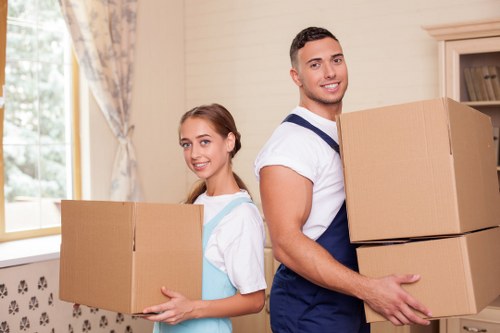 Careful loading of student belongings in a South London move
